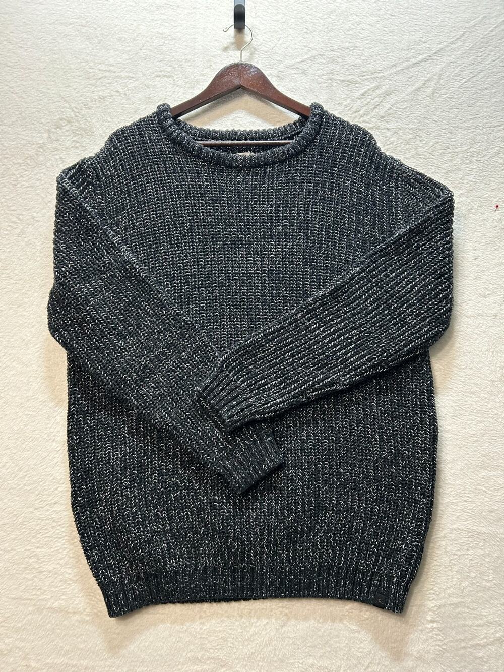 Vintage Rusty Sweater Mens XXL Black White Heavy Knit Crewneck Surf Skate